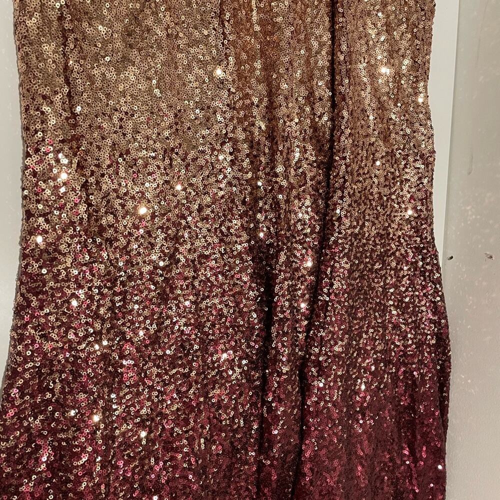 Lulu's Kiss Me Ombre Burgundy and Rose Gold Strapless Maxi Dress NWT Size XL - Picture 5 of 8